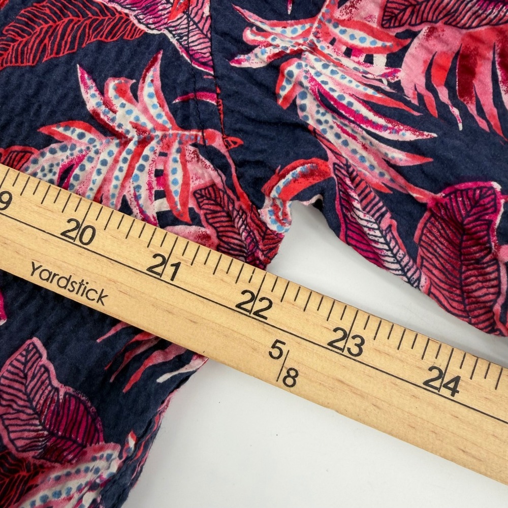 Tommy Bahama Shirt Mens Large Navy Pink Tropical Leaf Seersucker Button Down - Picture 8 of 9